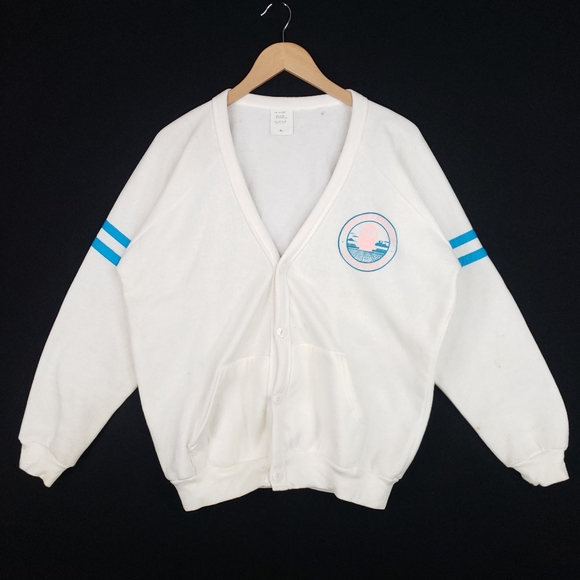 Vintage 90s San Francisco California Cardigan Preppy Pastel Pullover Sweater - Picture 1 of 14